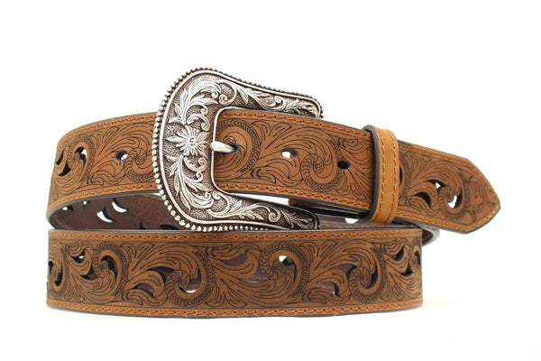 Women's Ariat A1514802 Brown Belt with Floral Buckle