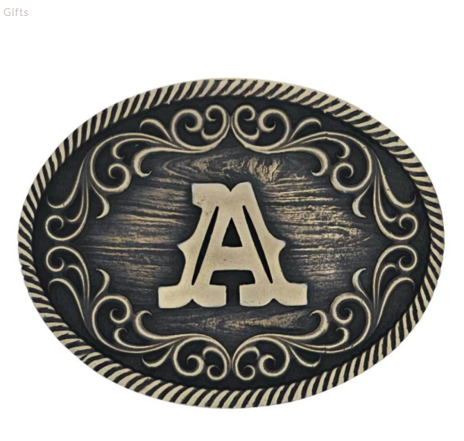 Montana Silversmiths A915 Filigree Initial Attitude Belt Buckle