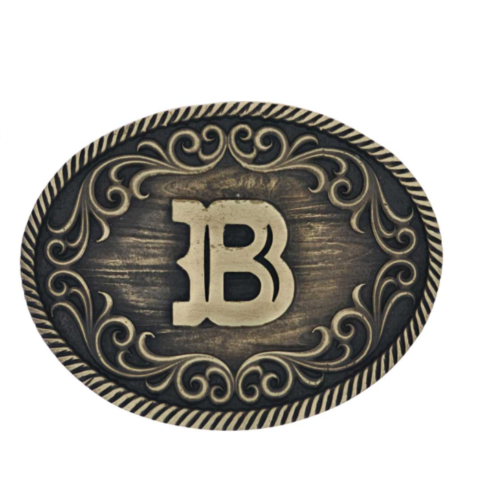 Montana Silversmiths Filigree Initial Attitude Belt Buckle *Discontinued*