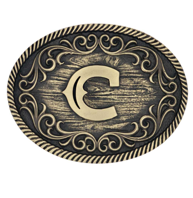 Montana Silversmiths Filigree Initial Attitude Belt Buckle *Discontinued*