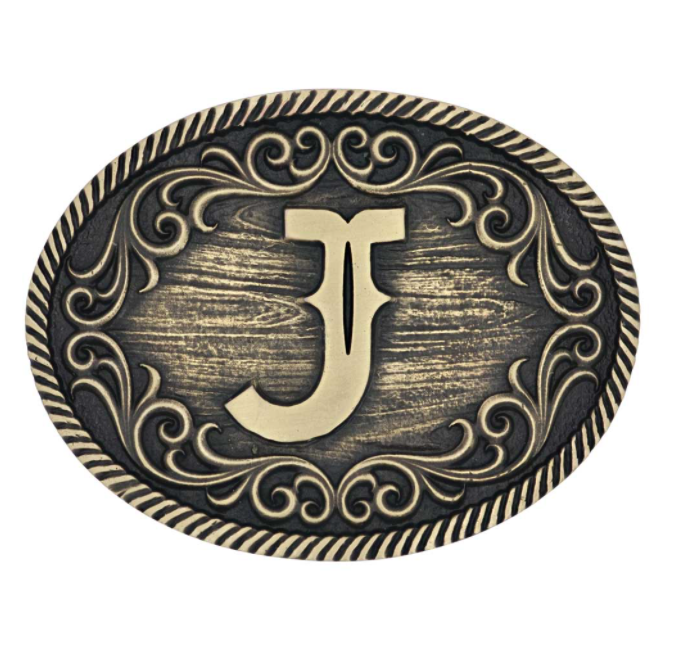 Montana Silversmiths Filigree Initial Attitude Belt Buckle *Discontinued*