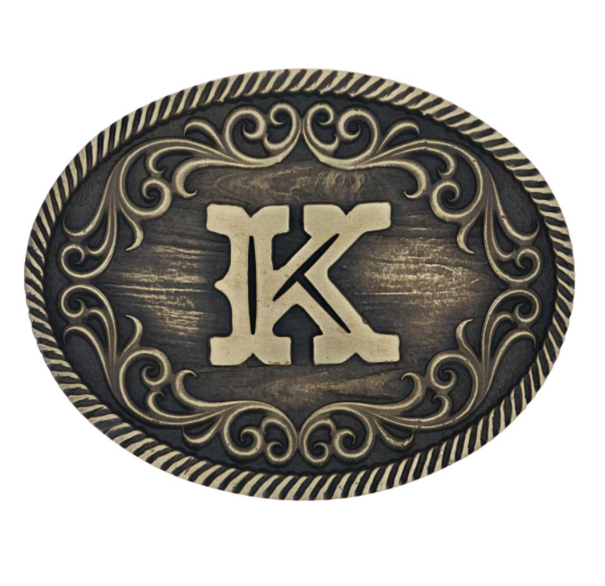 Montana Silversmiths Filigree Initial Attitude Belt Buckle *Discontinued*