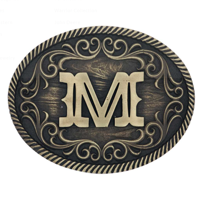 Montana Silversmiths Filigree Initial Attitude Belt Buckle *Discontinued*