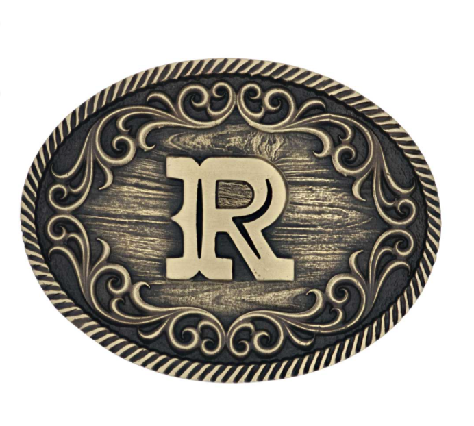 Montana Silversmiths Filigree Initial Attitude Belt Buckle *Discontinued*