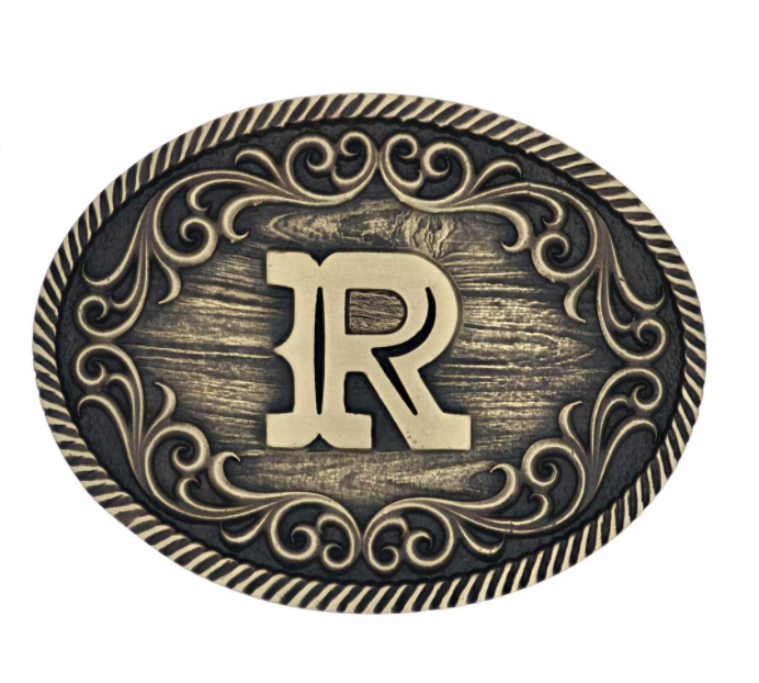 Montana Silversmiths A915 Filigree Initial Attitude Belt Buckle