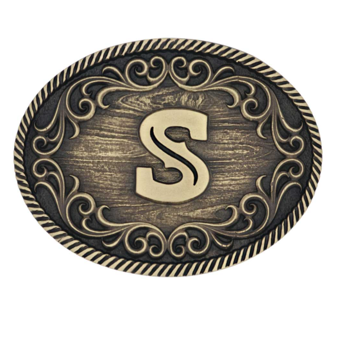 Montana Silversmiths Filigree Initial Attitude Belt Buckle *Discontinued*