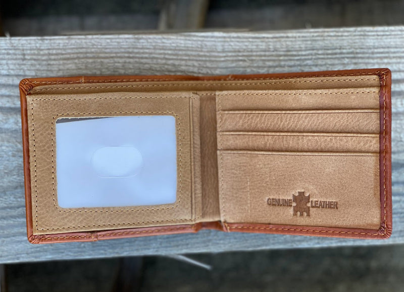 Top Notch Accessories 50100-2L.BR Light Brown Praying Cowboy w/Beige Inlay Bi-Fold Wallet