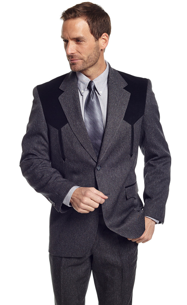 Men's Circle S CC2976-40 Heather Grey with Black Yokes Boise Sport Coat