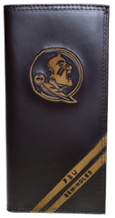 Zep-Pro Leather Florida State University Seminoles Brown Debossed Tall Wallet front view