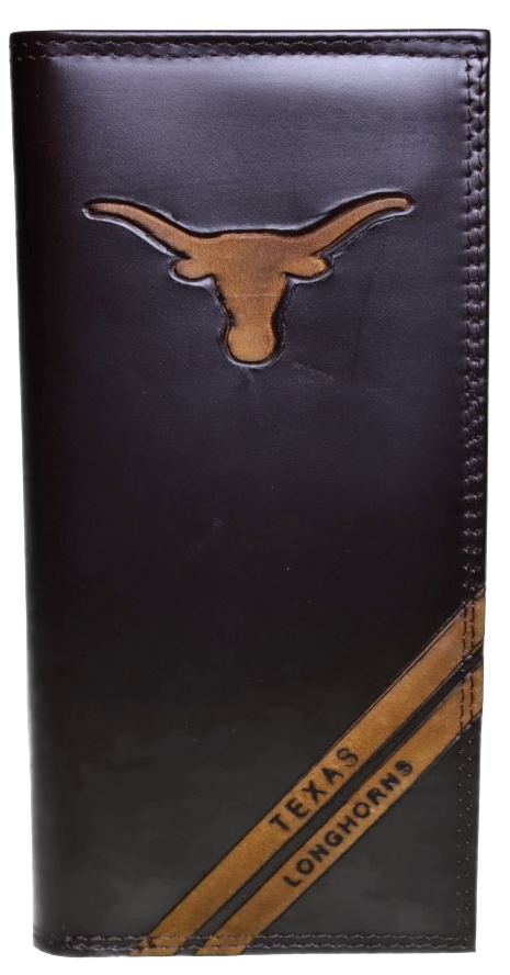 Zep-Pro IWD4BRW-UTX University of Texas Longhorns Brown Debossed Tall Wallet