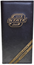 Zep-Pro Leather Oklahoma State University Cowboys Brown Debossed Tall Wallet front view