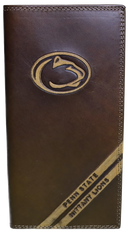 Penn State University Nittany Lions Brown Debossed Tall Wallet front view