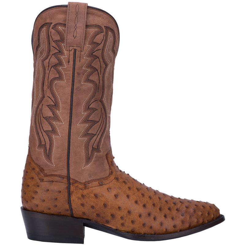 Dan Post DP2323 13" Saddle Tan Full Quill Ostrich Foot R Toe (SHOP IN-STORE TOO)