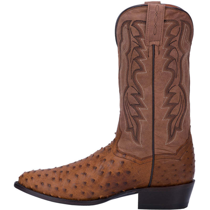 Dan Post DP2323 13" Saddle Tan Full Quill Ostrich Foot R Toe (SHOP IN-STORE TOO)