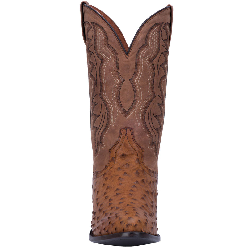 Dan Post DP2323 13" Saddle Tan Full Quill Ostrich Foot R Toe (SHOP IN-STORE TOO)