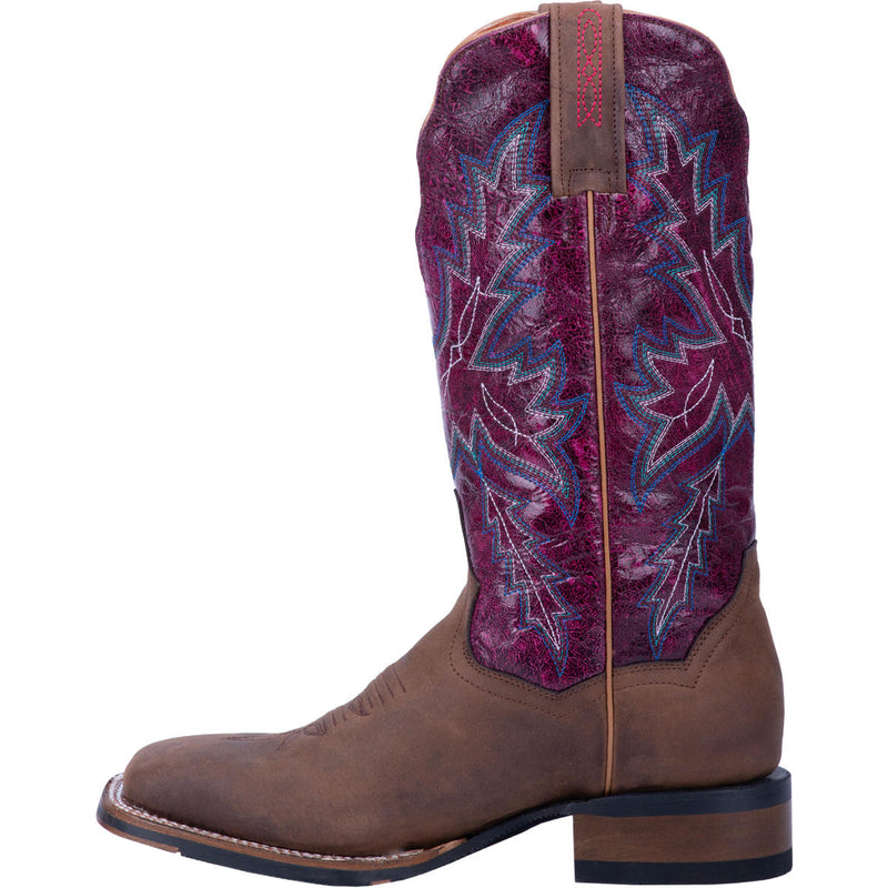 Women's Dan Post DP4570 12" Pasadena Brown Leather Wide Square Toe Boot *Closeout*