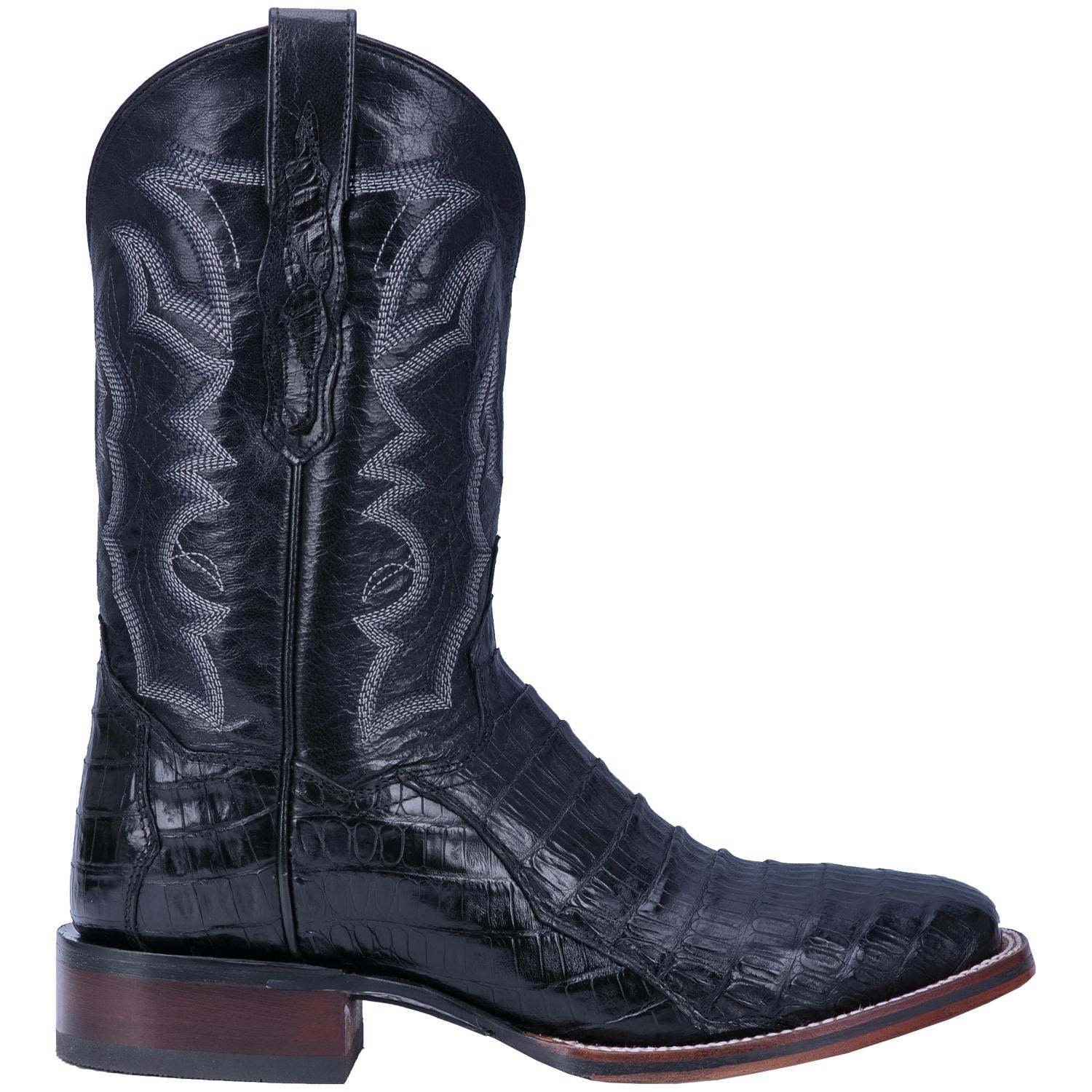 Men's Dan Post 11" Kingsly Black Caiman Wide Square Toe Boots