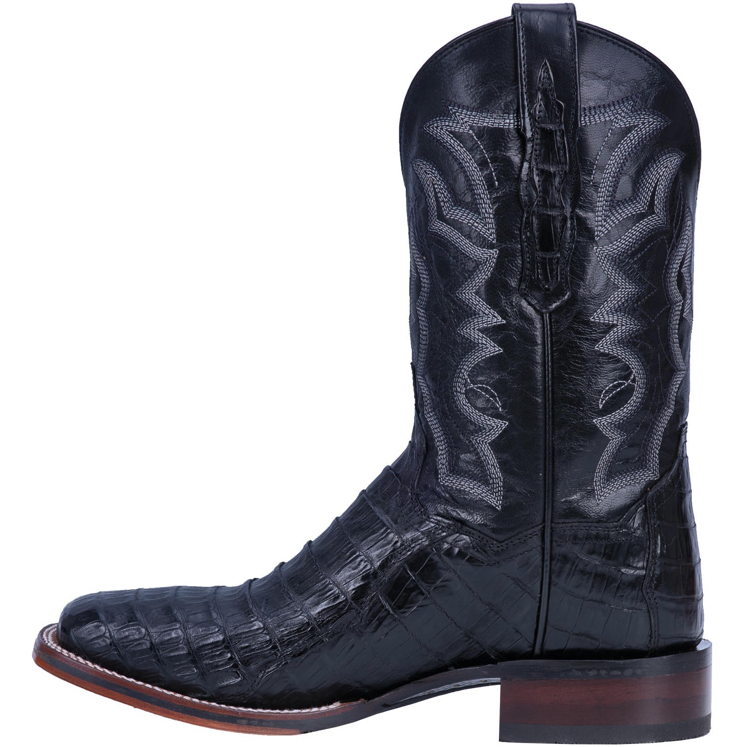 Men's Dan Post 11" Kingsly Black Caiman Wide Square Toe Boots