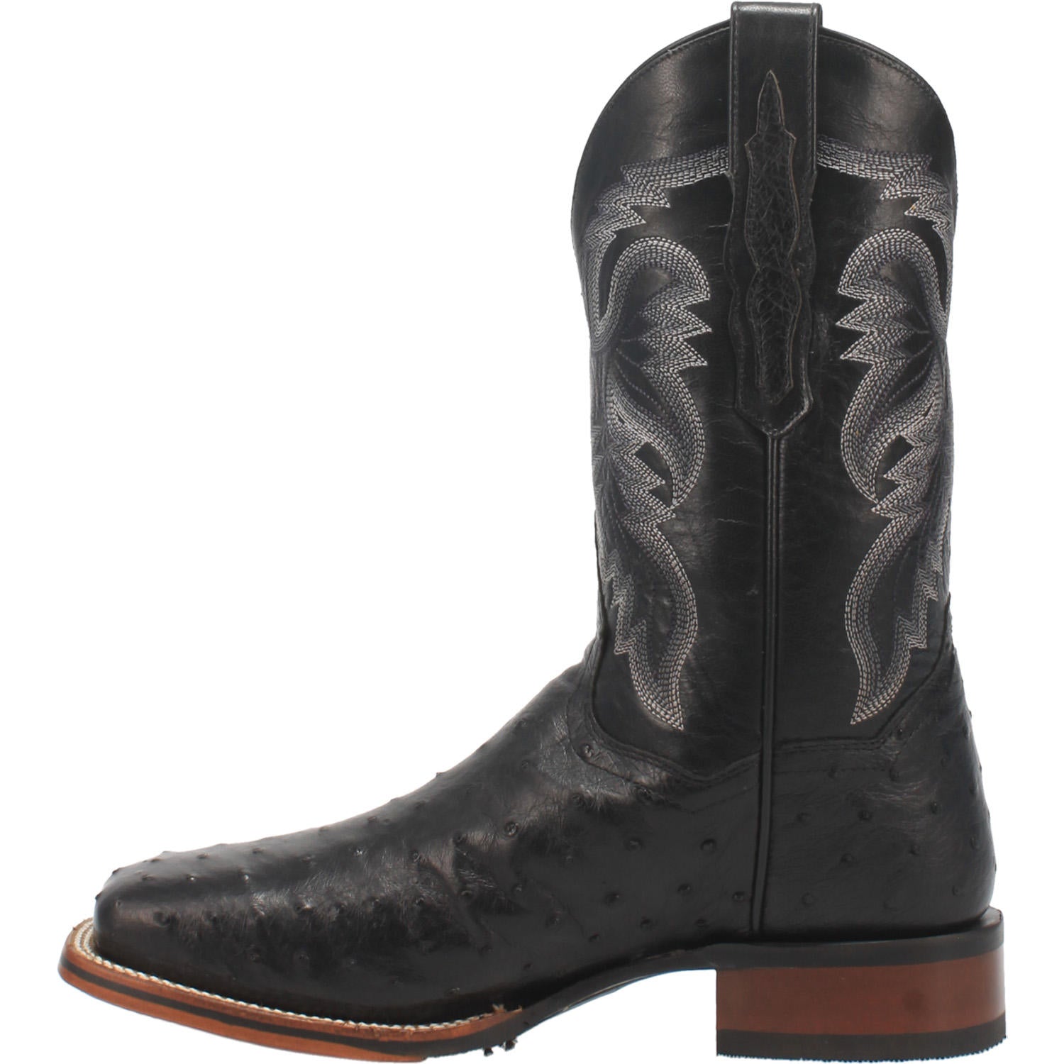 Men's Dan Post 11" Alamosa Black Full Quill Ostrich Wide Square Toe Boot