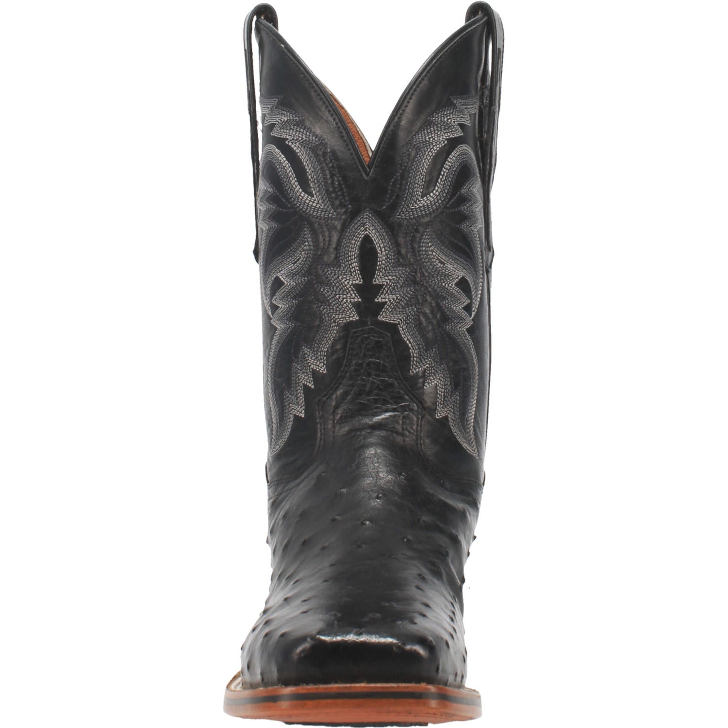 Men's Dan Post 11" Alamosa Black Full Quill Ostrich Wide Square Toe Boot