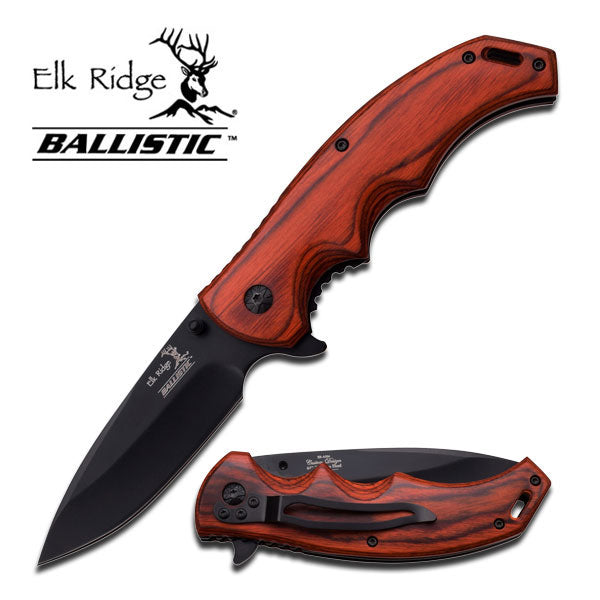 Elk Ridge ER-A004BW BROWN SPRING ASSISTED KNIFE