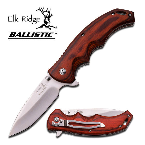 Elk Ridge ER-A004SW BROWN SPRING ASSISTED KNIFE