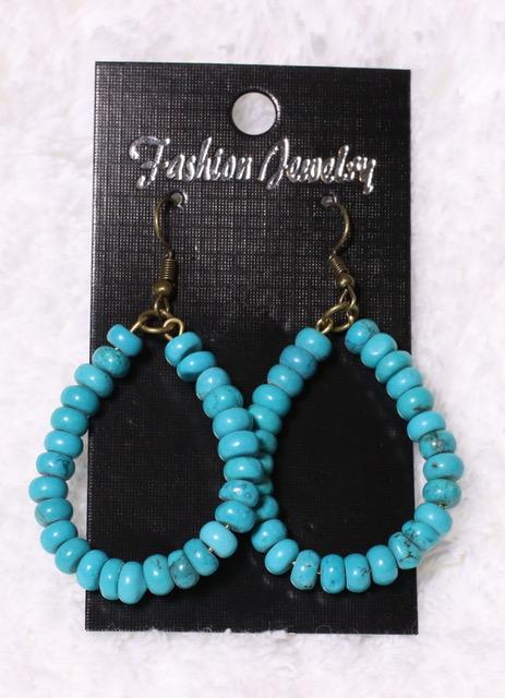 ER191015-03 Small Turquoise Stone Hoop Earring