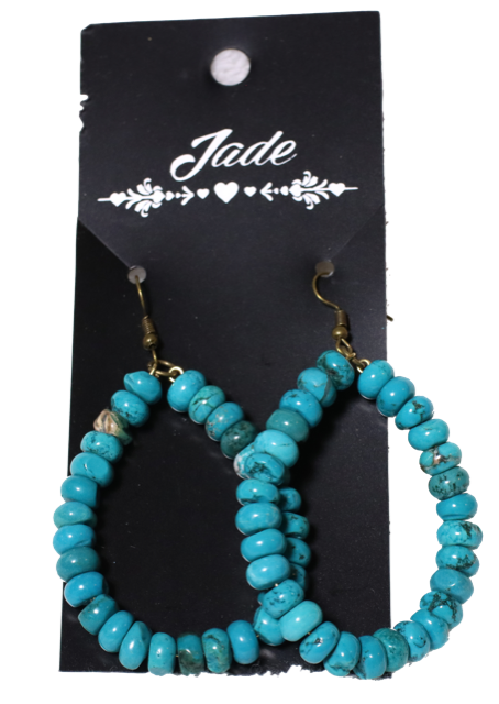 ER191015-05 Large Turquoise Stone Hoop Earring