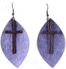 ERZ180905-25 Leather Oval Earring w/Cross