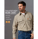 Men's Wrangler FR124MM Plaid FR Flame Resistant Light Weight Long Sleeve Work Shirt