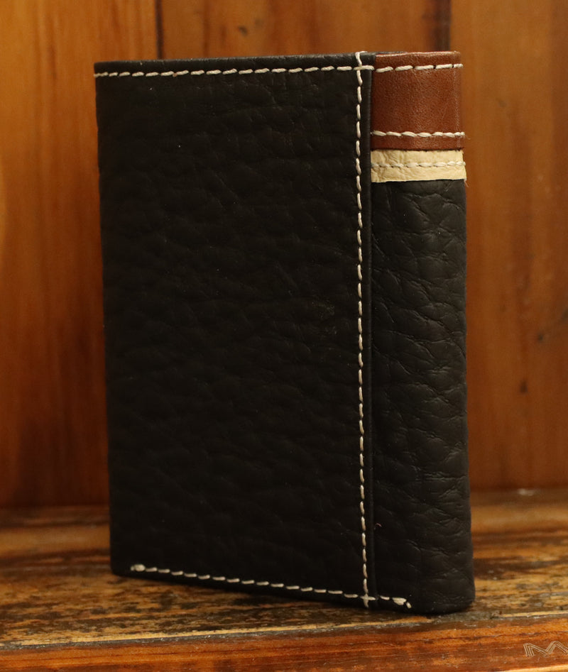 Top Notch Accessories HF107BK Black Pebbled Leather w/Longhorn Concho Tri-Fold Wallet