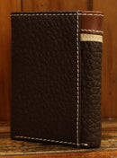 Top Notch Accessories HF107CF Coffee Pebbled Leather w/Longhorn Concho Tri-Fold Wallet