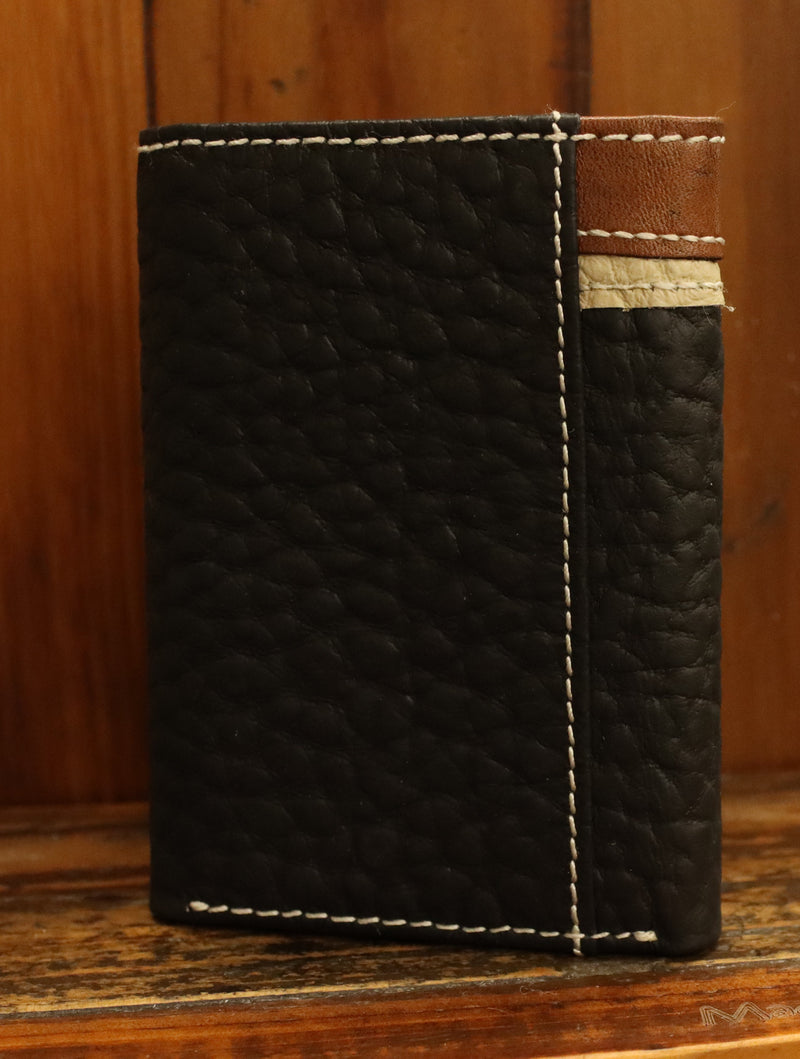 Top Notch Accessories HF108BK Black Pebbled Leather w/Praying Cowboy Concho Tri-Fold Wallet