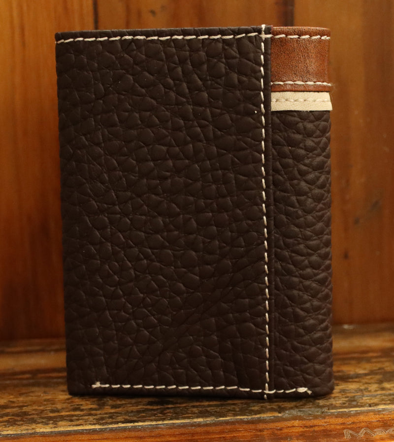 Top Notch Accessories HF109CF Coffee Pebbled Leather w/Bullrider Concho Tri-Fold Wallet