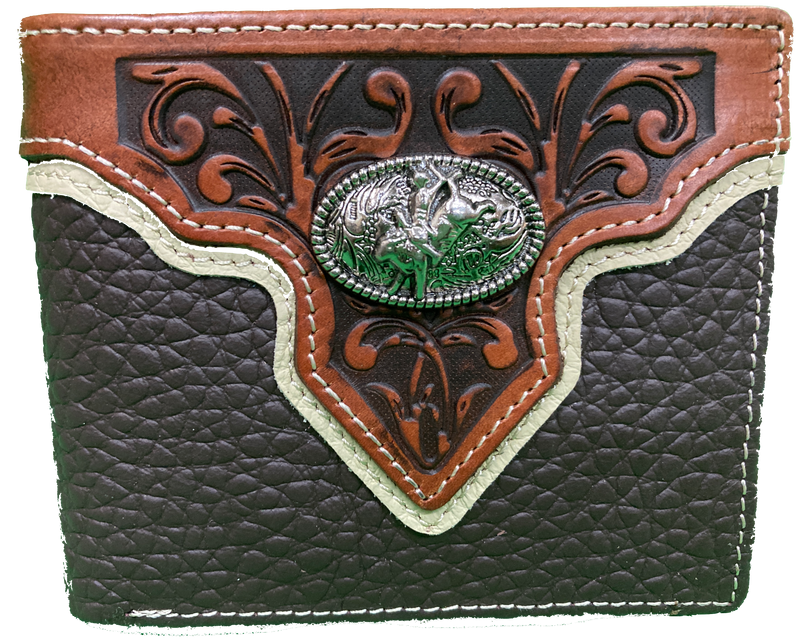 Top Notch Accessories HF115CF Coffee Bifold Wallet with Bullrider Inlay