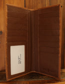 Top Notch Accessories Brown Basketweave Leather Tall Wallet with Pistols Concho