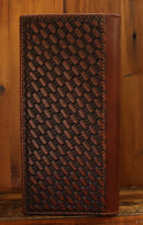 Top Notch Accessories HK507CF Coffee Basket weave Tall Wallet Hair On with Gun Concho