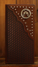 Top Notch Accessories HK507CF Coffee Basket weave Tall Wallet Hair On with Gun Concho