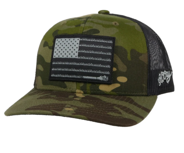 Hooey 2110T-GRBK "Liberty Rope" Camo/Black Snap Back Cap