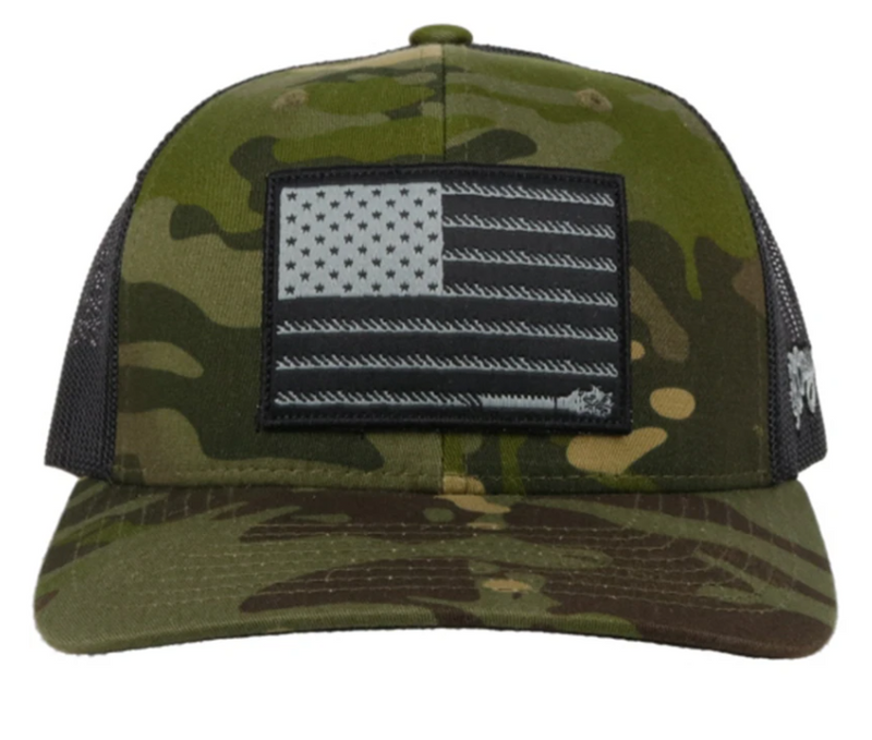 Hooey 2110T-GRBK "Liberty Rope" Camo/Black Snap Back Cap Clearance