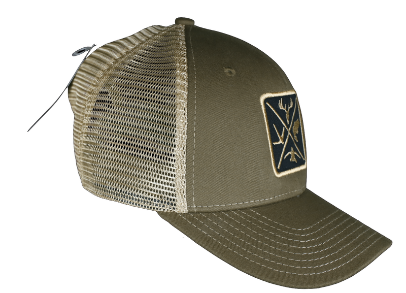Hunters Logo HW-OS-OB Olive Green/Khaki Snap Back Trucker Cap