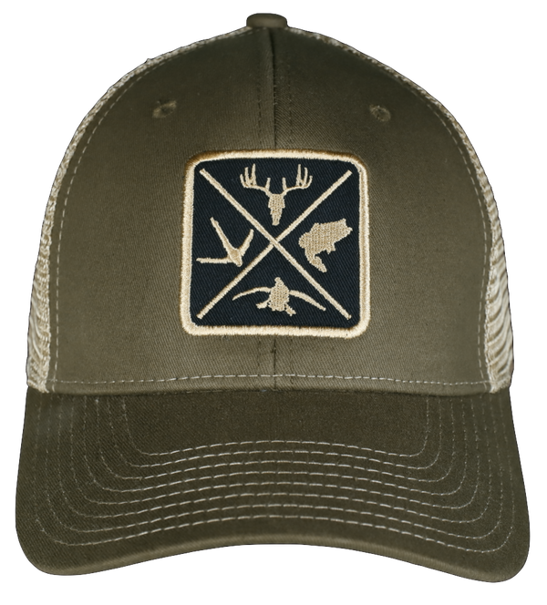 Hunters Logo HW-OS-OB Olive Green/Khaki Snap Back Trucker Cap