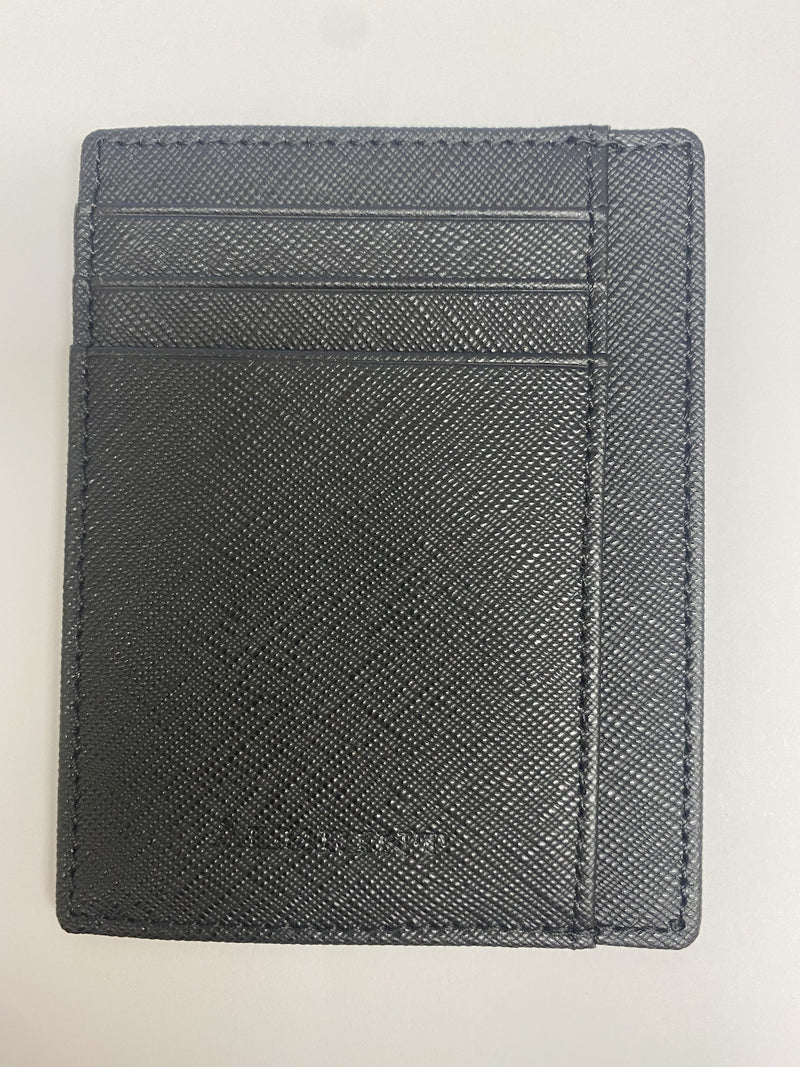 Albrint PF06 Black Cross Hatch Leather Front Pocket Wallet
