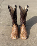 Women's Cowtown Q452 12" Oryx Floral Laser Tooled Wide Square Toe Boot