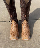 Women's Cowtown Q452 12" Oryx Floral Laser Tooled Wide Square Toe Boot