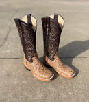 Women's Cowtown Q452 12" Oryx Floral Laser Tooled Wide Square Toe Boot
