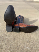 Cowtown R6064 12" Cognac Full Quill Ostrich Print R Toe Boot