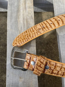 Cowtown Oryx Caiman Belly Print Leather Belt