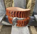 Cowtown Cognac Caiman Belly Print Leather Belt