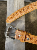 Cowtown Oryx Full Quill Ostrich Print Leather Belt